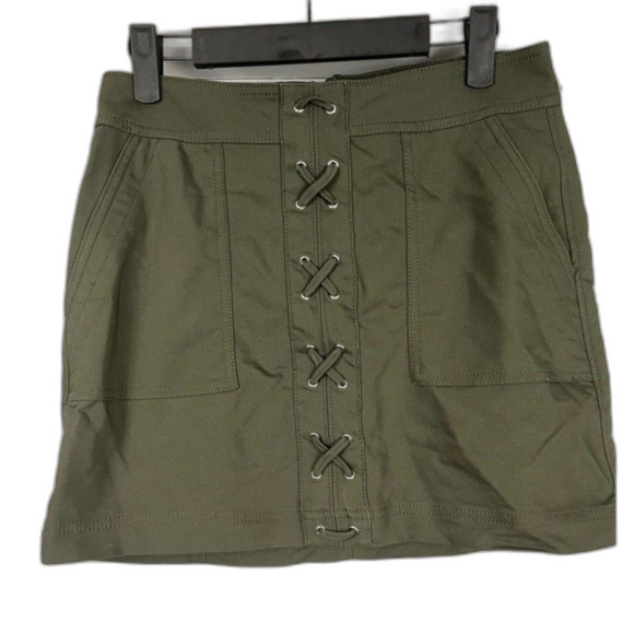 Express Y2K Lace-Up Green Mini Skirt Size 4 - Picture 1 of 9